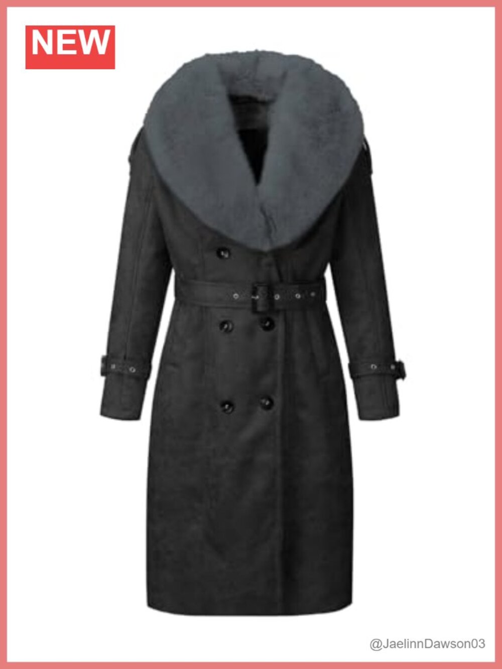 Women Faux Leather Puffer Jacket Fur Collar Belted Winter Coat